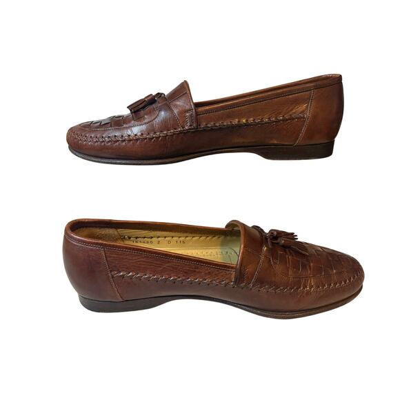 Santoni Woven Tassel Loafers Men’s Size 11.5 D Brown Leather Dress Shoes Italy main image 3